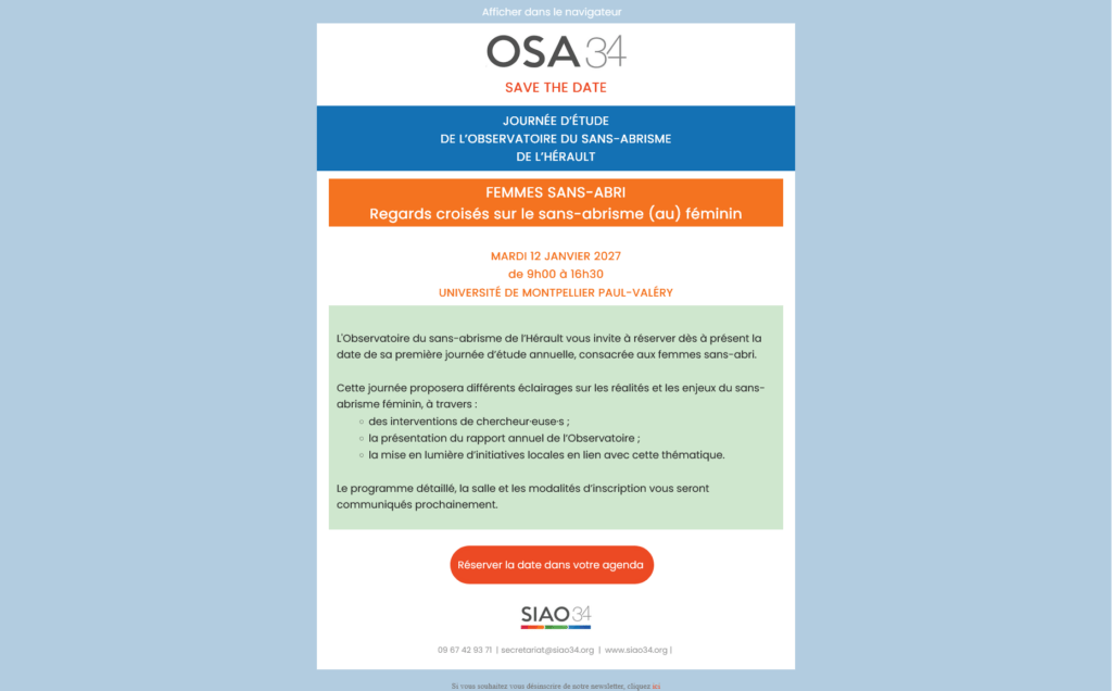 Annonce de la 1ere journée de l’OSA34